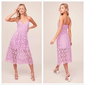 ASTR The Label Lace A Line Midi Dress in Lilac - M - worm once!